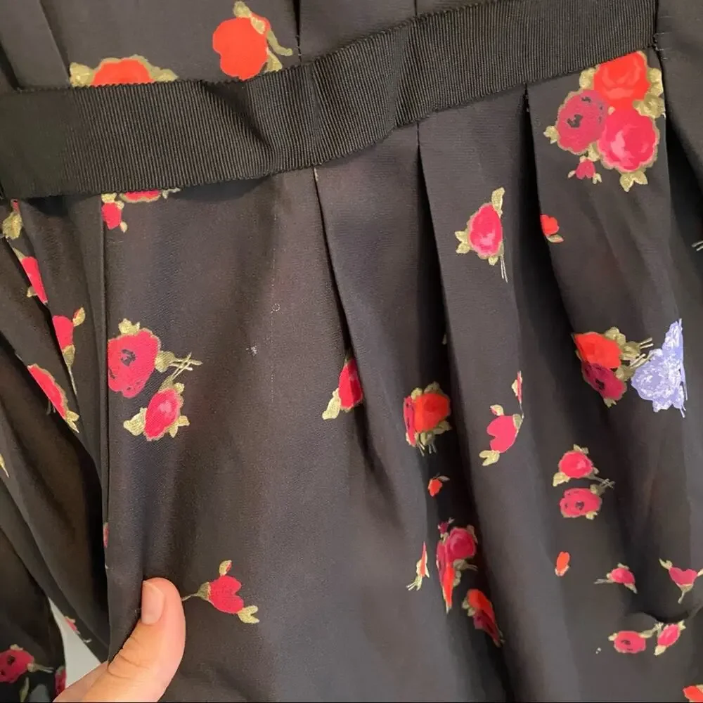 JASON WU Black Rose Floral Long Sleeve Mini Dress 10